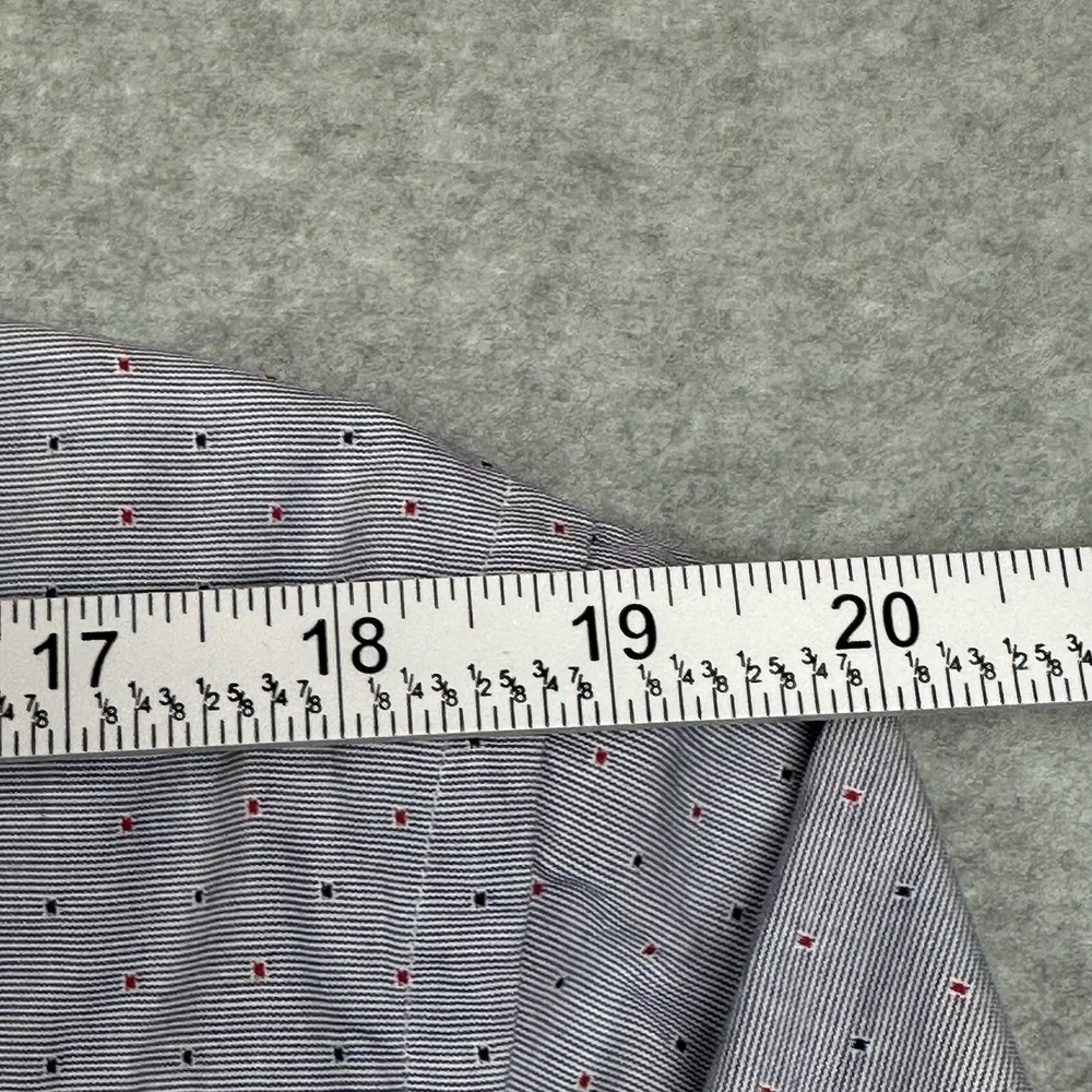 Triple Marfel Button Up Shirt Mens 41/L Gray Stitched Polka Dots Red Blue Cotton - Picture 11 of 13
